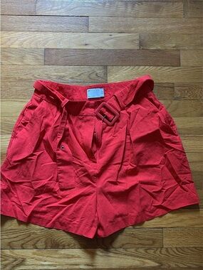 ASOS NWOT High-Waist Red Paperbag Belted Women's Shorts